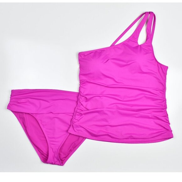 La Blanca Island Goddess One Shoulder Tankini and Bottom SET - 14 and 16 - Picture 2 of 8